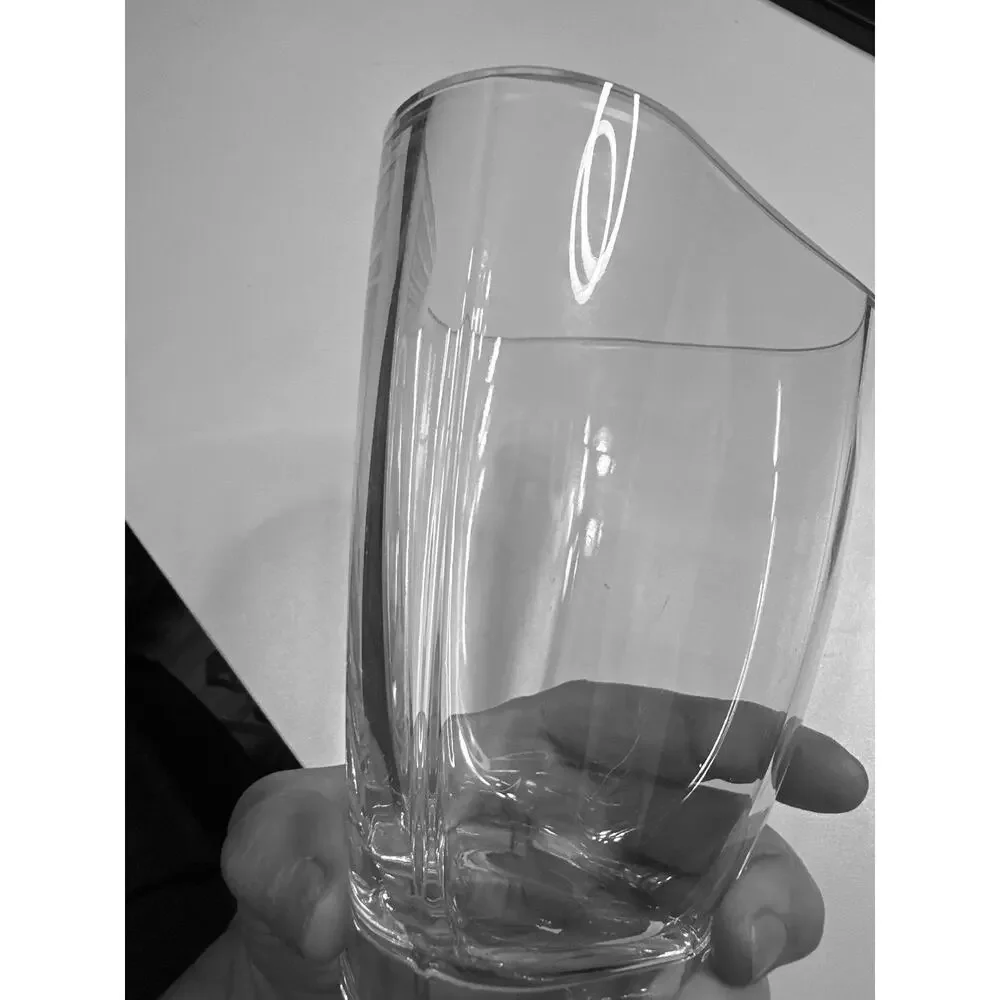 Barski European Glass Lead free Crystalline 6” Vase beveled down triangler edges